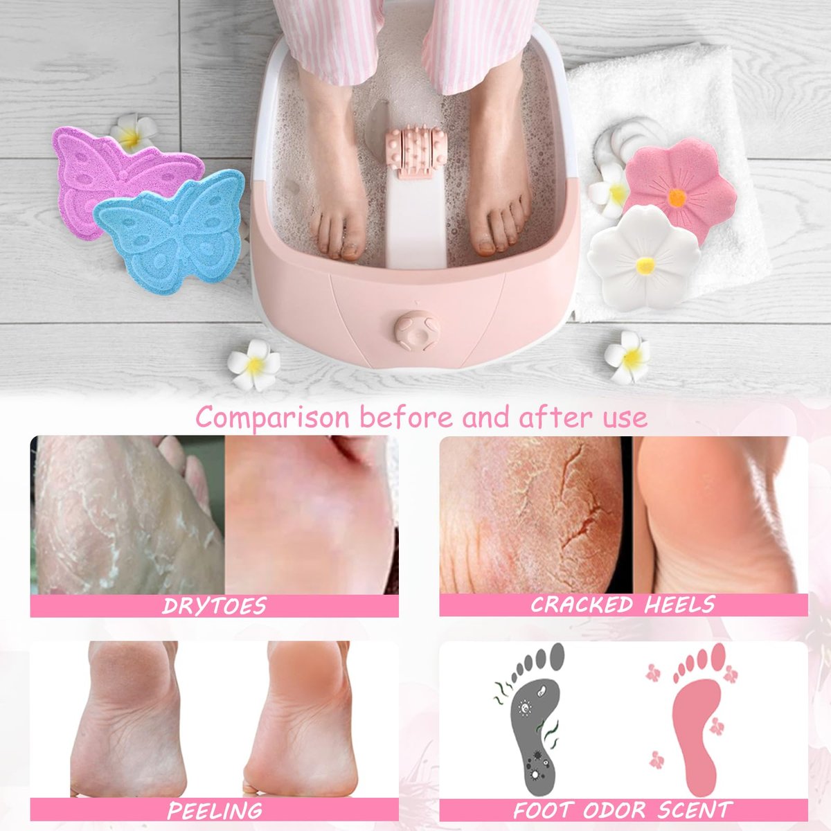 Bath Foot Bombs 16 Pack - Foot Soak with Bath Salt & Tea Tree Oil - Organic Natural Handmade Essential Oil Bubble Foot Balls for Callus, Dry Cracked Feet & Stubborn Foot Odor - görsel 3