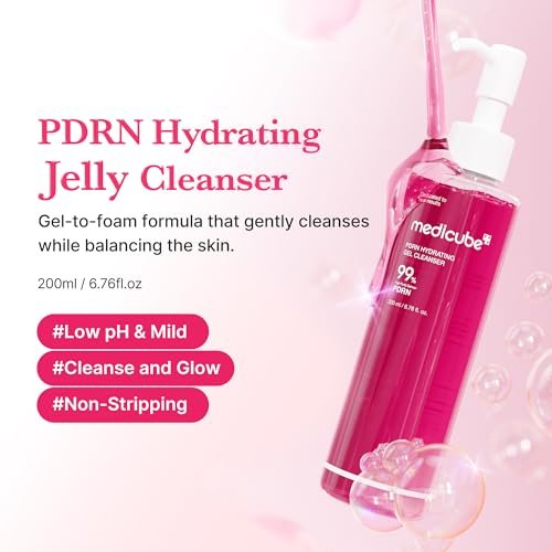 Medicube PDRN Jelly to Foam Cleanser – Low pH Hydrating Daily Face Wash with PDRN, Collagen & LHA for All Skin Types | Gentle Pore Care & Radiant Skin | Korean Skincare | 200ml Avelisse