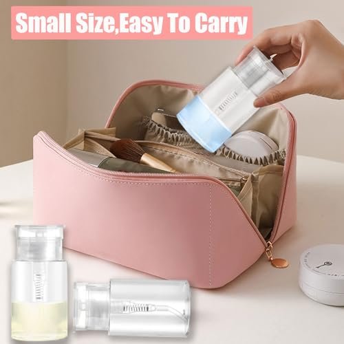 3 Pack Push Down Pump Dispenser with 6 Labels, Empty Push Top Bottles for Nail Polish, Makeup Remover, Micellar Water, Essence, Dish & Facial Toner, 2oz/60ml - görsel 8