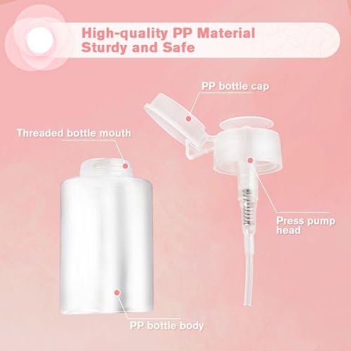 3 Pack Push Down Pump Dispenser with 6 Labels, Empty Push Top Bottles for Nail Polish, Makeup Remover, Micellar Water, Essence, Dish & Facial Toner, 2oz/60ml - görsel 6