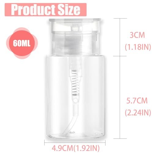 3 Pack Push Down Pump Dispenser with 6 Labels, Empty Push Top Bottles for Nail Polish, Makeup Remover, Micellar Water, Essence, Dish & Facial Toner, 2oz/60ml - görsel 4