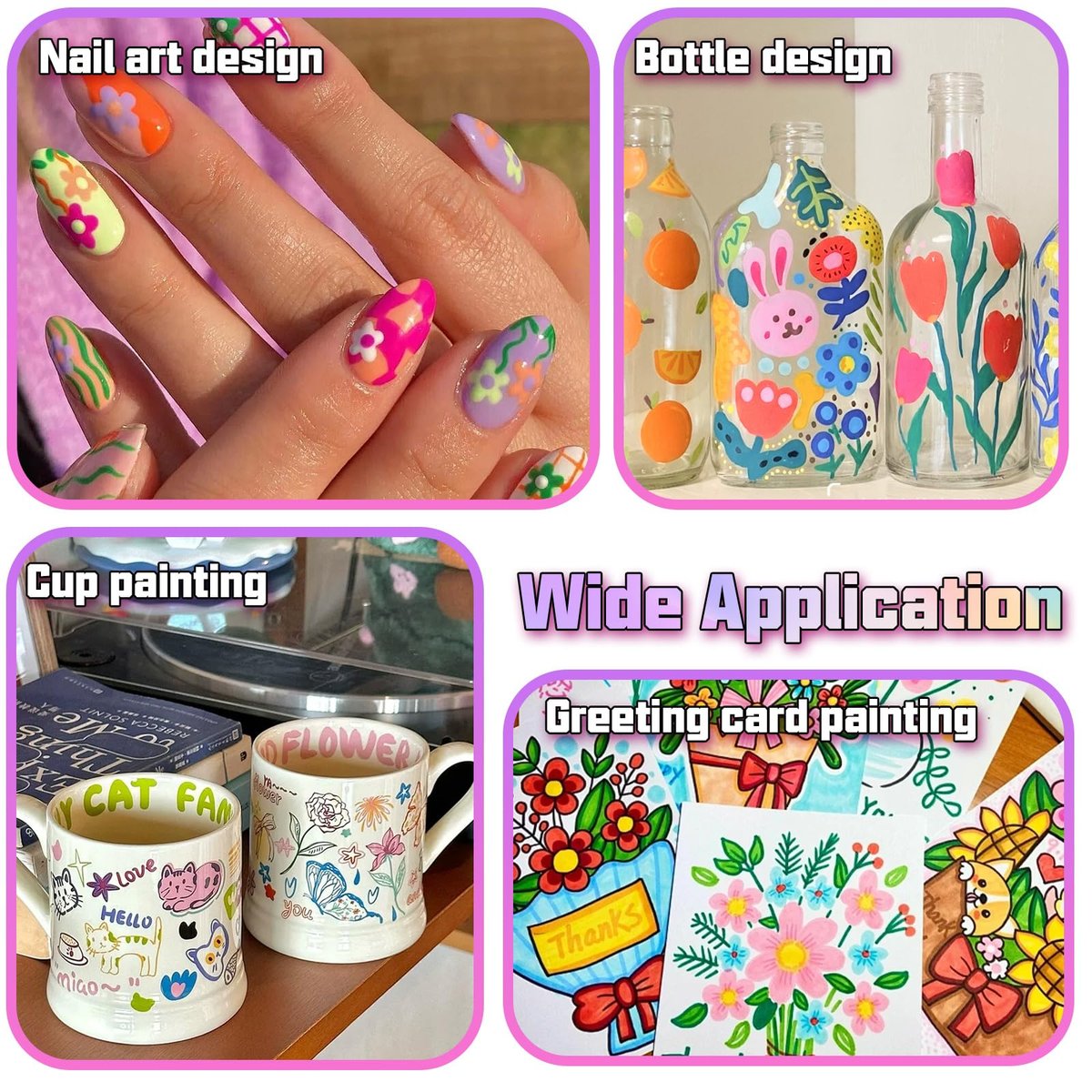COLAYERIST Nail Art Pens, 16 Colors Acrylic Nail Paint Pens Kit, Quick Drying 3D Gel Nail Polish Pen for Graffiti, Dotting, Drawing, Liner Manicure - Home and Salon DIY - görsel 9