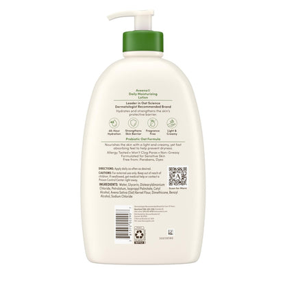 Aveeno Daily Moisturizing Body Lotion, Fragrance-Free Light & Creamy for Dry Sensitive Skin, Prebiotic Oat, Value Size 33 fl oz