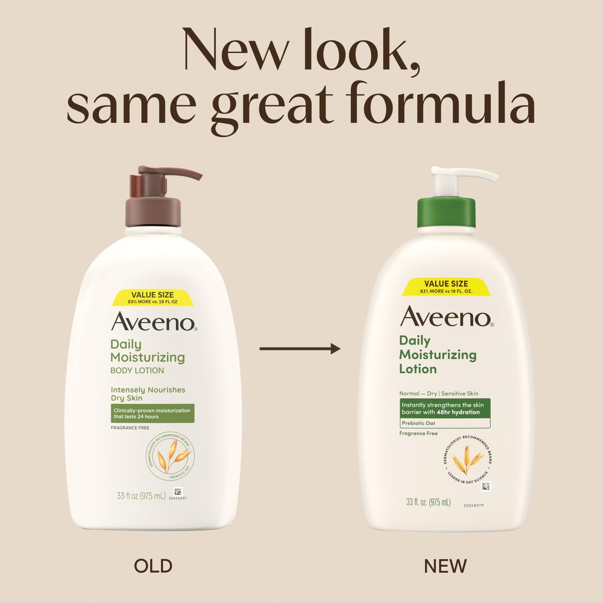 Aveeno Daily Moisturizing Body Lotion, Fragrance-Free Light & Creamy for Dry Sensitive Skin, Prebiotic Oat, Value Size 33 fl oz - görsel 3