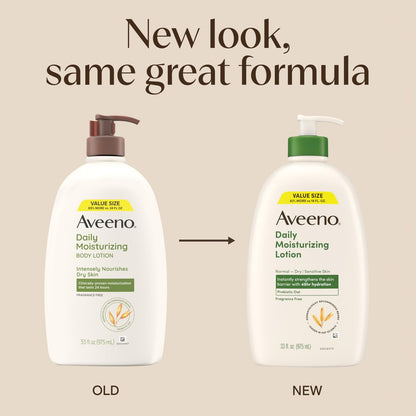 Aveeno Daily Moisturizing Body Lotion, Fragrance-Free Light & Creamy for Dry Sensitive Skin, Prebiotic Oat, Value Size 33 fl oz