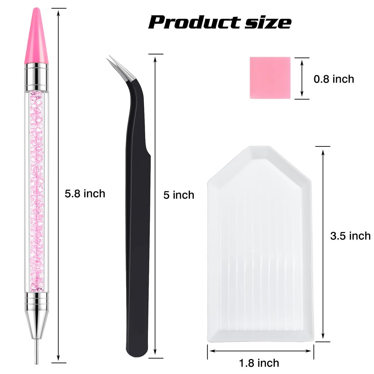 VANALIA Rhinestone Picker Tool 2-Pack – Diamond Painting Dotting Pen with 6 Extra Wax Tips & Precision Tweezer, Wax Pencil for Rhinestones, Nail Art DIY Kit (Pink) - görsel 13