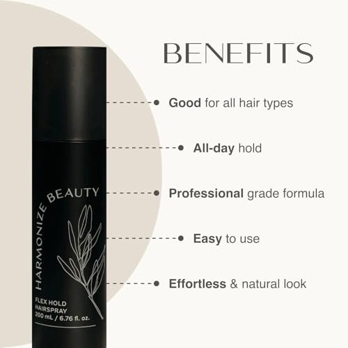 Harmonize Beauty Flex Hold Hairspray - Non-Aerosol, All-Day Hold with Aloe Vera & Plant Proteins, Gardenia Scent, 6.76 fl oz - Vegan & Cruelty-Free Avelisse