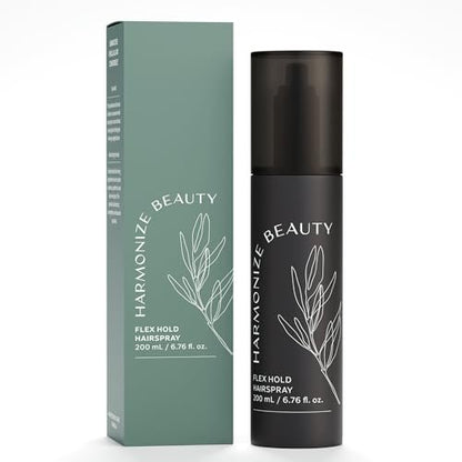 Harmonize Beauty Flex Hold Hairspray - Non-Aerosol, All-Day Hold with Aloe Vera & Plant Proteins, Gardenia Scent, 6.76 fl oz - Vegan & Cruelty-Free Avelisse