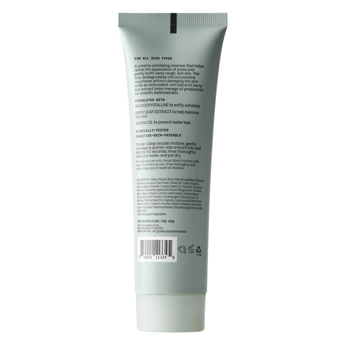 Versed Day Maker Microcrystal Exfoliating Cleanser - Creamy Facial Wash for Gentle Exfoliation, Vegan & Biodegradable, 3 fl oz Avelisse