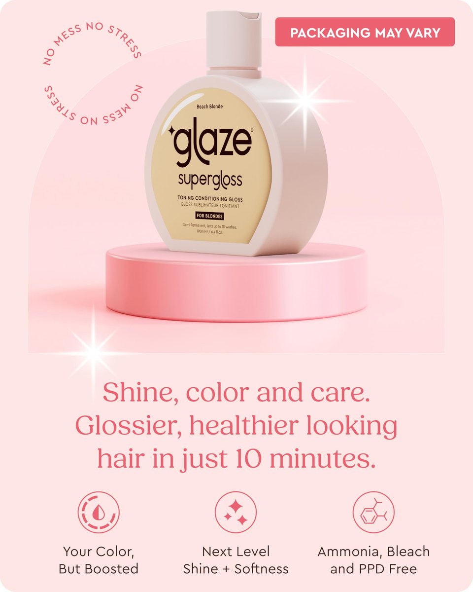 Glaze Supergloss Color Conditioning Gloss with Dispensing Pump – Hydrating Semi-Permanent Color Hair Gloss & Shine Boost for Medium to Dark Blonde Hair – 6.4 Fl Oz – Warm Blonde Avelisse