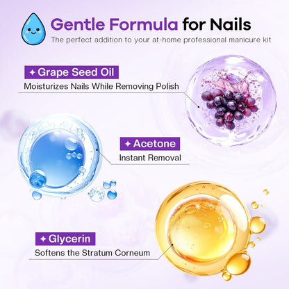 Glamonade Acetone Nail Polish Remover - 16 Fl Oz Professional Gel Remover with Grape Seed Oil for Home & Salon Avelisse