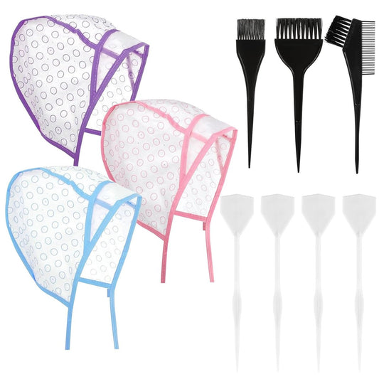 9pcs Hair Highlighting Cap Kit with Brush & Hook – Professional Salon Highlight Cap for At-Home Hair Dyeing, Women & Men
