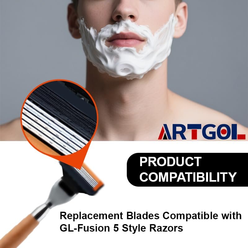 36 Blades Replacement Parts for GL-Fusion 5 Style Razors – Black, Men's Wet Razors Value Pack Avelisse