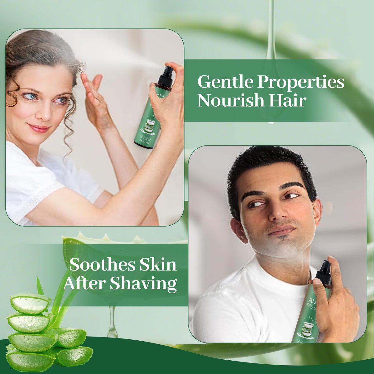 ASYBO Aloe Vera Spray 180 ml - 99% Organic Pure Aloe Vera Spray for Face, Body & Hair, After Sun Facial Moisturizer with Vitamin E, Fast Absorbing and Easy to Carry - görsel 9