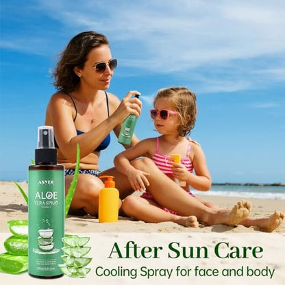 ASYBO Aloe Vera Spray 180 ml - 99% Organic Pure Aloe Vera Spray for Face, Body & Hair, After Sun Facial Moisturizer with Vitamin E, Fast Absorbing and Easy to Carry