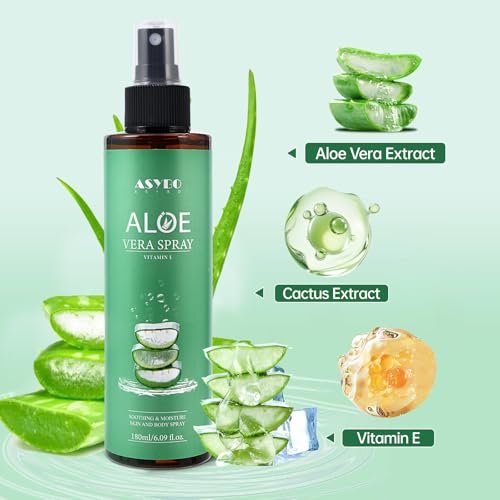 ASYBO Aloe Vera Spray 180 ml - 99% Organic Pure Aloe Vera Spray for Face, Body & Hair, After Sun Facial Moisturizer with Vitamin E, Fast Absorbing and Easy to Carry - görsel 6