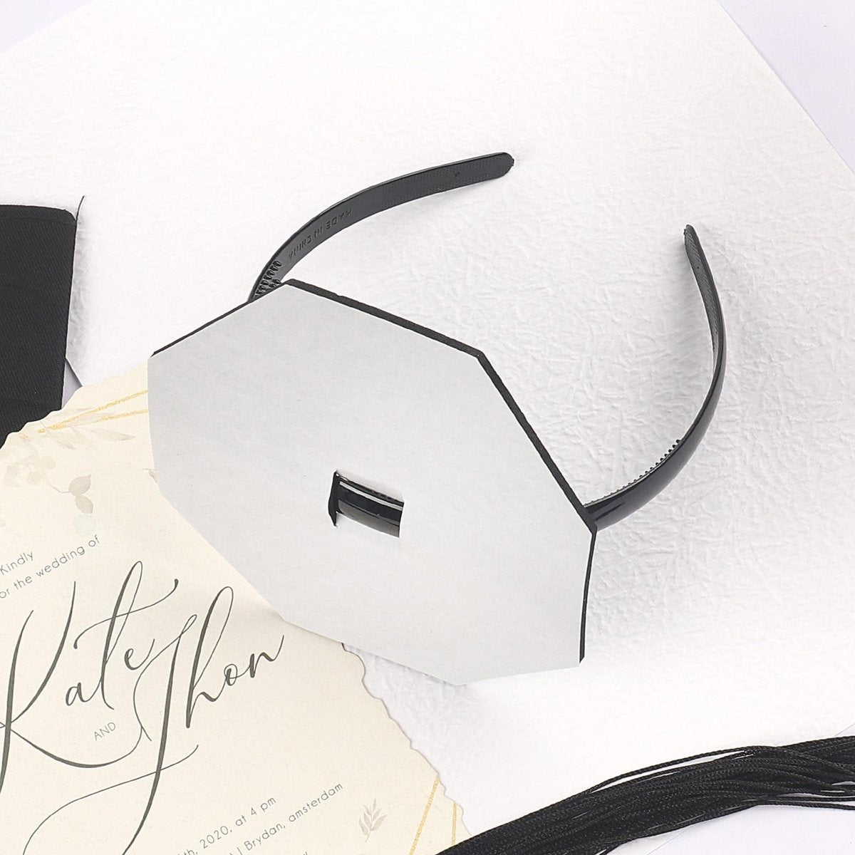 SARATA Graduation Cap Headband – Black, Secures Cap and Hair Style for Women Graduates - görsel 11