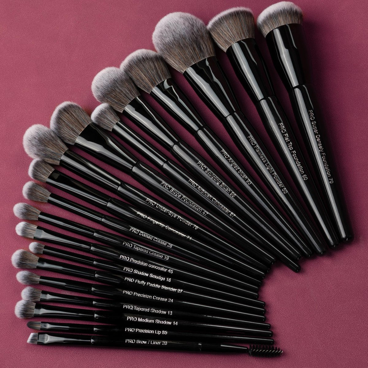 Bueart Design 19Pcs Professional Grade Labeled Makeup Brushes Set – Premium Vegan Synthetic Fiber, Cruelty-Free, Black Avelisse
