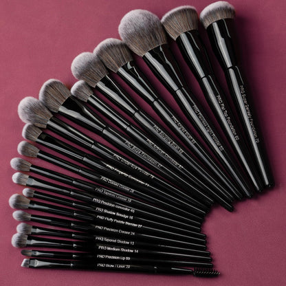 Bueart Design 19Pcs Professional Grade Labeled Makeup Brushes Set – Premium Vegan Synthetic Fiber, Cruelty-Free, Black Avelisse