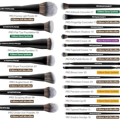 Bueart Design 19Pcs Professional Grade Labeled Makeup Brushes Set – Premium Vegan Synthetic Fiber, Cruelty-Free, Black Avelisse