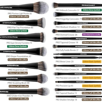 Bueart Design 19Pcs Professional Grade Labeled Makeup Brushes Set – Premium Vegan Synthetic Fiber, Cruelty-Free, Black Avelisse
