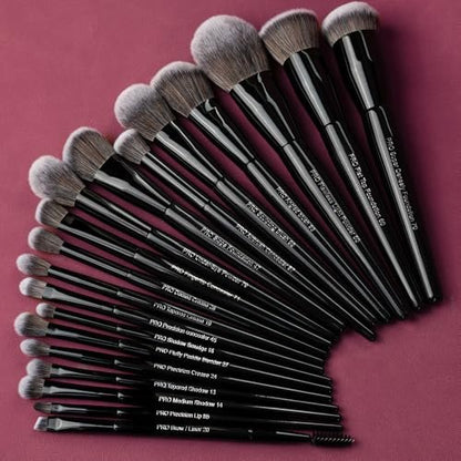 Bueart Design 19Pcs Professional Grade Labeled Makeup Brushes Set – Premium Vegan Synthetic Fiber, Cruelty-Free, Black Avelisse