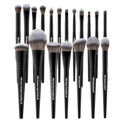 Bueart Design 19Pcs Professional Grade Labeled Makeup Brushes Set – Premium Vegan Synthetic Fiber, Cruelty-Free, Black Avelisse