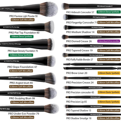 Bueart Design 19Pcs Professional Grade Labeled Makeup Brushes Set – Premium Vegan Synthetic Fiber, Cruelty-Free, Black Avelisse