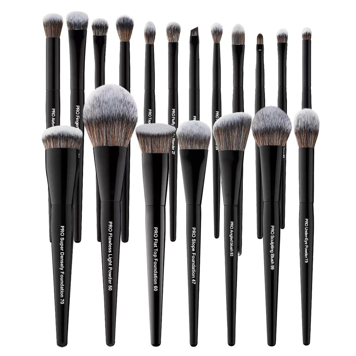 Bueart Design 19Pcs Professional Grade Labeled Makeup Brushes Set – Premium Vegan Synthetic Fiber, Cruelty-Free, Black Avelisse