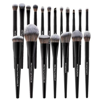 Bueart Design 19Pcs Professional Grade Labeled Makeup Brushes Set – Premium Vegan Synthetic Fiber, Cruelty-Free, Black Avelisse