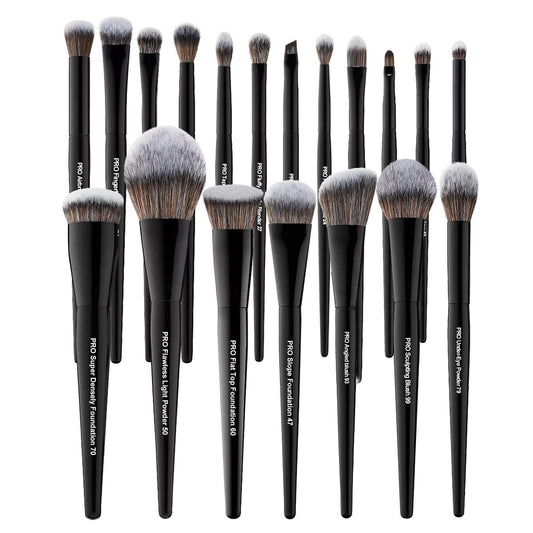 Bueart Design 19Pcs Professional Grade Labeled Makeup Brushes Set – Premium Vegan Synthetic Fiber, Cruelty-Free, Black Avelisse