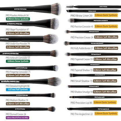 Bueart Design 32-Piece PRO Grade Makeup Brush Set with Super Large Holder – Premium Ultra-Soft Synthetic Foundation, Contour, Powder, Blush, Concealer, Eyeshadow Brushes – Classic Black Avelisse