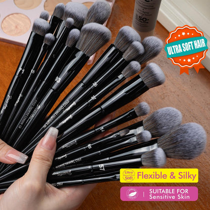Bueart Design 32-Piece PRO Grade Makeup Brush Set with Super Large Holder – Premium Ultra-Soft Synthetic Foundation, Contour, Powder, Blush, Concealer, Eyeshadow Brushes – Classic Black Avelisse