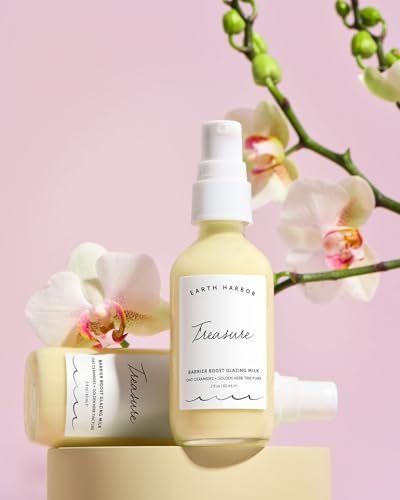 Earth Harbor Treasure Barrier Boost Glazing Milk – Vegan Essence Moisturizer with Oat Ceramides & Sea Buckthorn for Sensitive, Dry & Acne-Prone Skin – Hydrates, Calms & Repairs Skin Barrier – 2 oz Avelisse