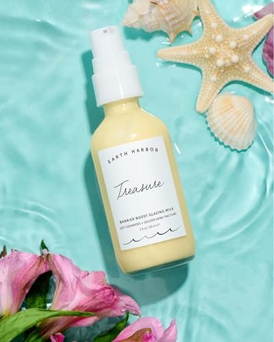 Earth Harbor Treasure Barrier Boost Glazing Milk – Vegan Essence Moisturizer with Oat Ceramides & Sea Buckthorn for Sensitive, Dry & Acne-Prone Skin – Hydrates, Calms & Repairs Skin Barrier – 2 oz Avelisse