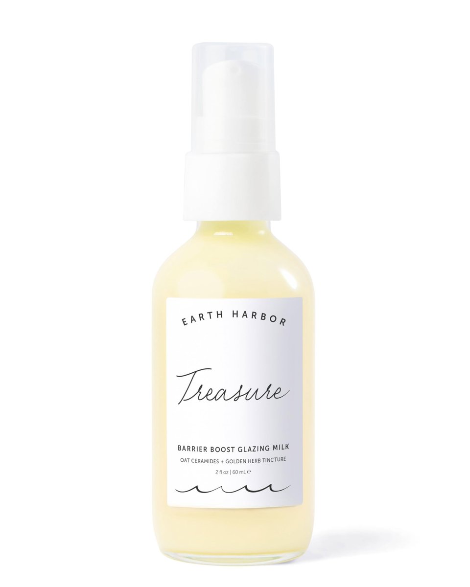 Earth Harbor Treasure Barrier Boost Glazing Milk – Vegan Essence Moisturizer with Oat Ceramides & Sea Buckthorn for Sensitive, Dry & Acne-Prone Skin – Hydrates, Calms & Repairs Skin Barrier – 2 oz Avelisse