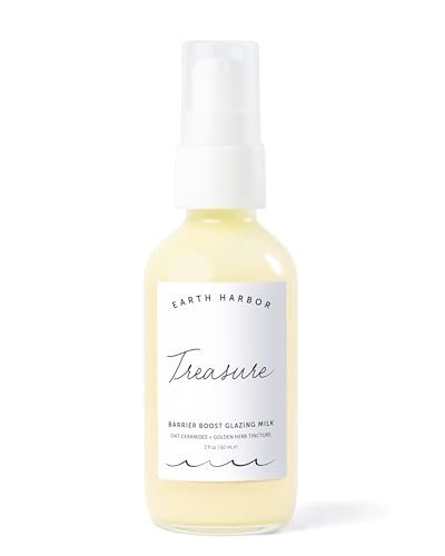 Earth Harbor Treasure Barrier Boost Glazing Milk – Vegan Essence Moisturizer with Oat Ceramides & Sea Buckthorn for Sensitive, Dry & Acne-Prone Skin – Hydrates, Calms & Repairs Skin Barrier – 2 oz Avelisse