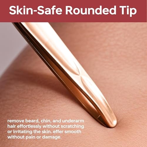 NILIYA Professional Round Tip Tweezers for Men – Stainless Steel Plucker with Leather Travel Case, Light Gold - görsel 12