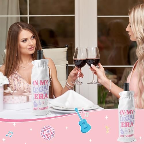 BHronony 21st Birthday Gifts for Her - In My Legal Era Wine Glass Gift Set for 21st Female Daughter, 21 Years Old Unique Birthday Present Ideas Makeup Bag Key Chain Bracelet Greeting Card - görsel 12