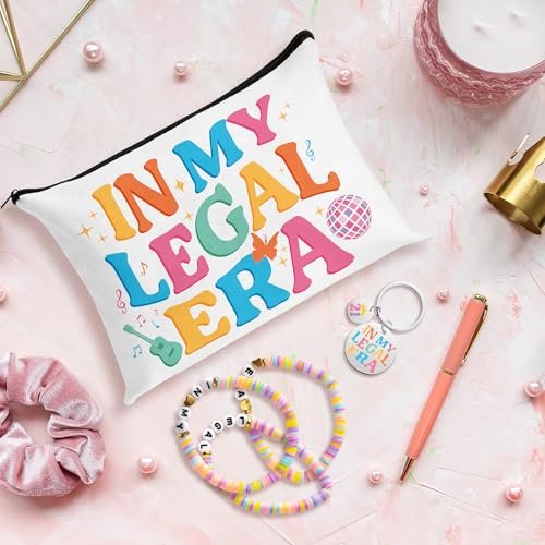 BHronony 21st Birthday Gifts for Her - In My Legal Era Wine Glass Gift Set for 21st Female Daughter, 21 Years Old Unique Birthday Present Ideas Makeup Bag Key Chain Bracelet Greeting Card - görsel 10