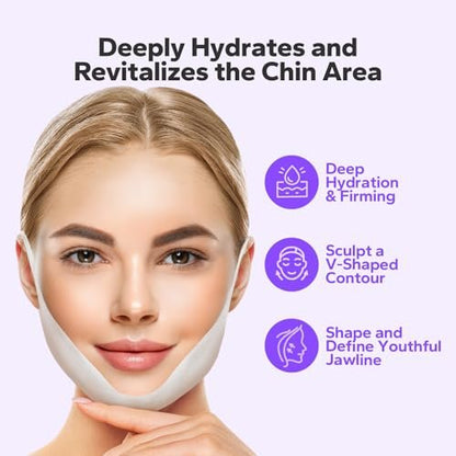 FairyFace V Line Lifting Mask (5 Pack) - Hydrogel Chin Patch with Collagen & Aloe for Jawline Support, Double Chin Reducer, Skin-Tightening Face Mask