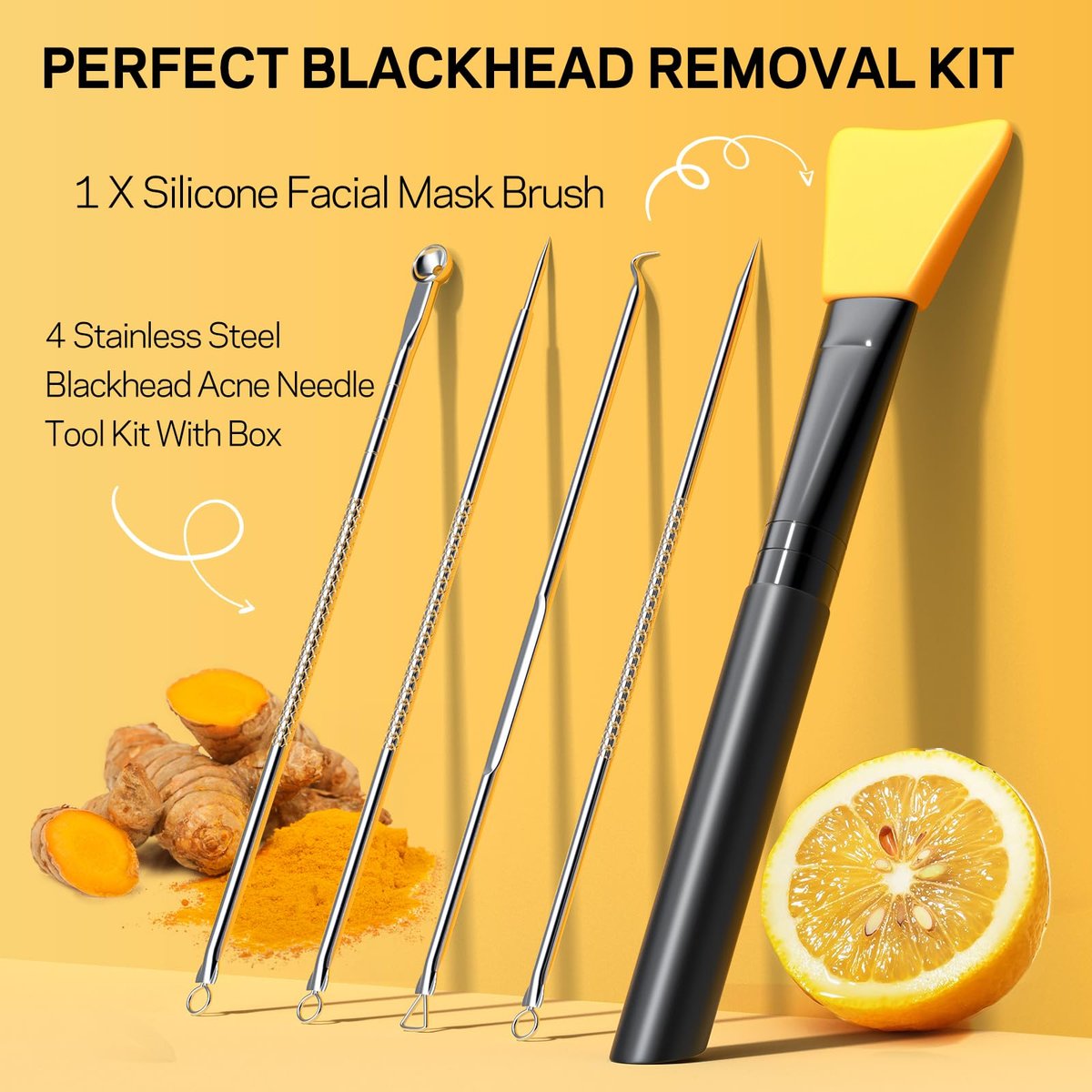 AMOADO Blackhead Remover Mask – Peel Off Face Mask with Vitamin C & Turmeric for Deep Cleansing, Pores & Oil Control, Includes Pimple Extractor and Brush, 4.23 Fl Oz - görsel 17