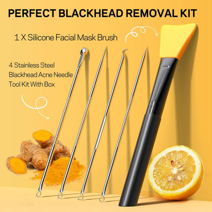 AMOADO Blackhead Remover Mask – Peel Off Face Mask with Vitamin C & Turmeric for Deep Cleansing, Pores & Oil Control, Includes Pimple Extractor and Brush, 4.23 Fl Oz