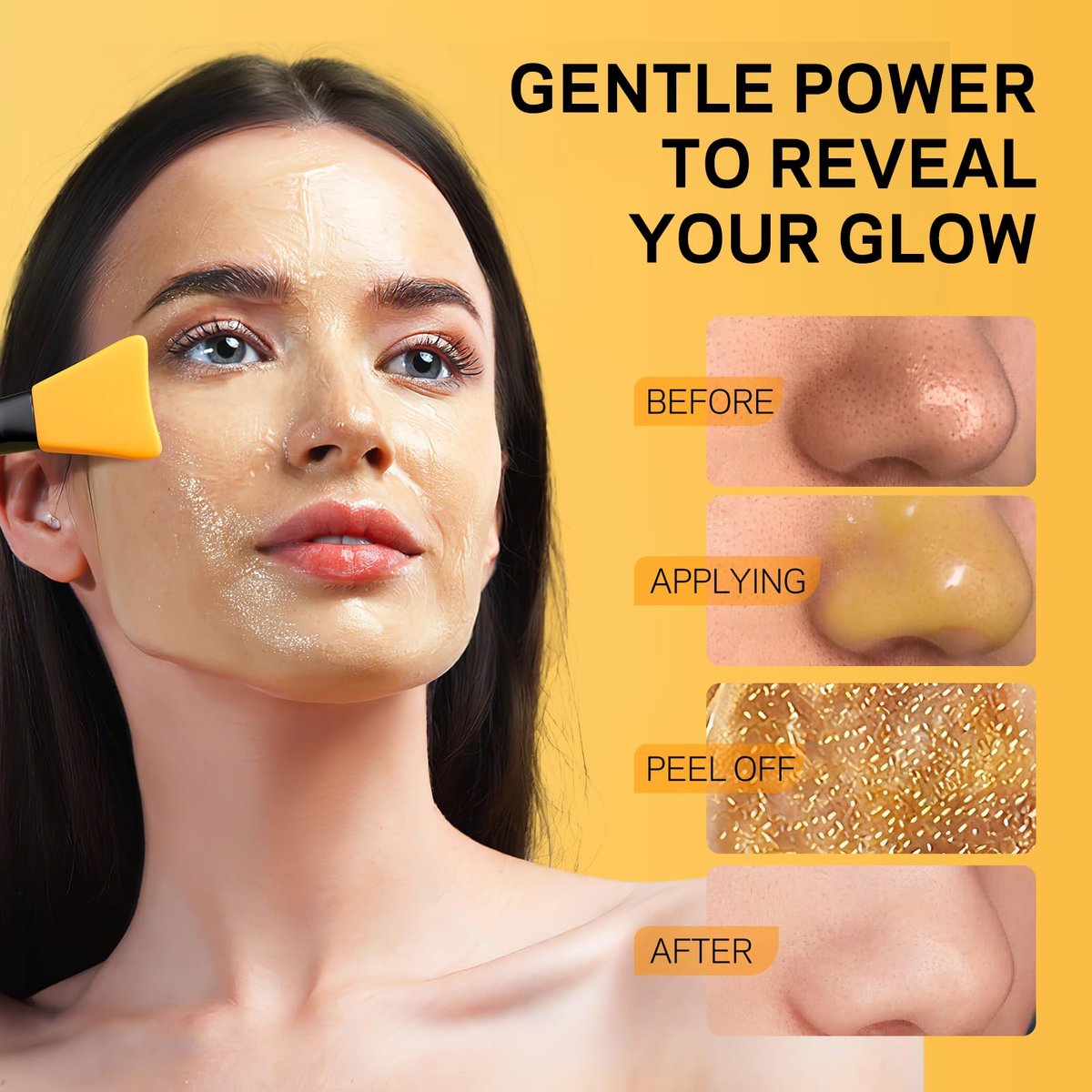 AMOADO Blackhead Remover Mask – Peel Off Face Mask with Vitamin C & Turmeric for Deep Cleansing, Pores & Oil Control, Includes Pimple Extractor and Brush, 4.23 Fl Oz - görsel 11