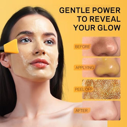 AMOADO Blackhead Remover Mask – Peel Off Face Mask with Vitamin C & Turmeric for Deep Cleansing, Pores & Oil Control, Includes Pimple Extractor and Brush, 4.23 Fl Oz