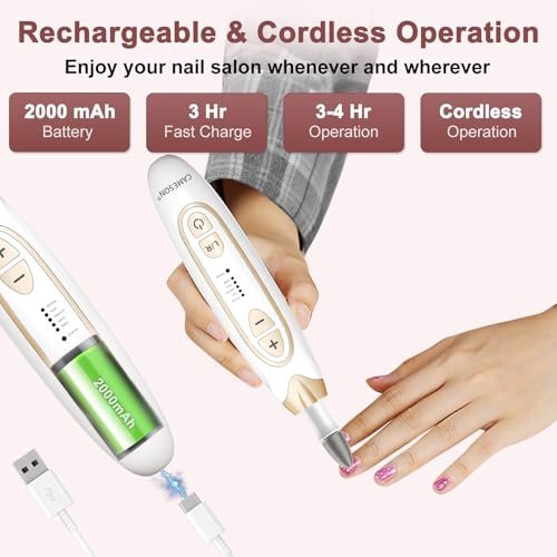 CAMESON Electric Toenail Grinder for Thick Toenails – Cordless Rechargeable Nail File & Buffer, Manicure & Pedicure Kit for Men, Women, Seniors Avelisse