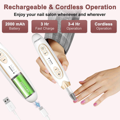CAMESON Electric Toenail Grinder for Thick Toenails – Cordless Rechargeable Nail File & Buffer, Manicure & Pedicure Kit for Men, Women, Seniors Avelisse