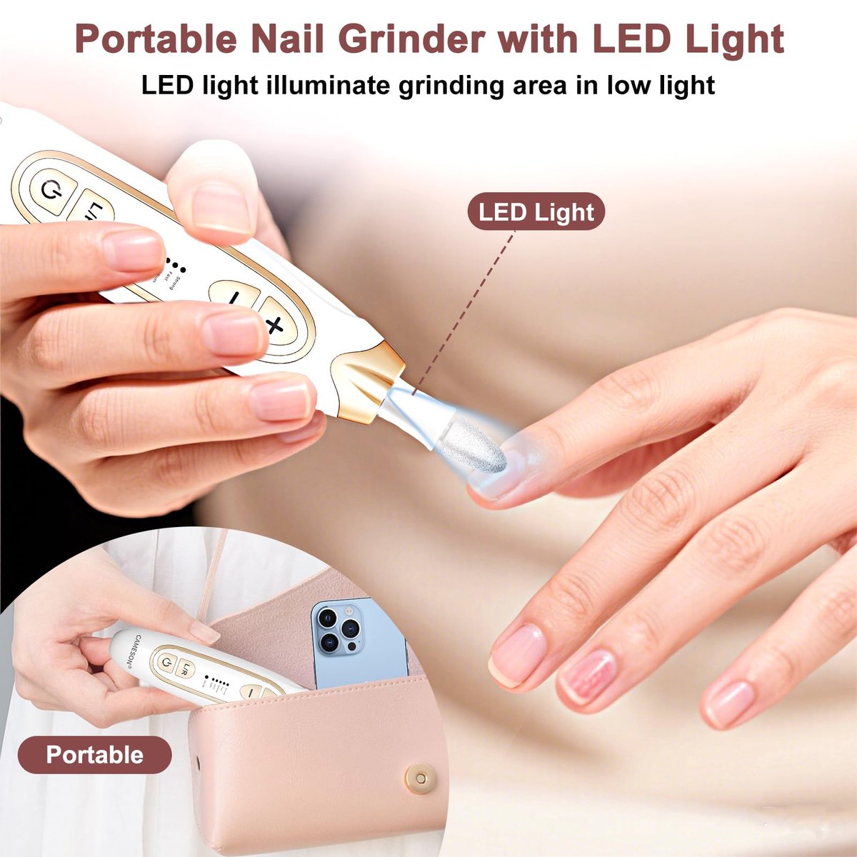 CAMESON Electric Toenail Grinder for Thick Toenails – Cordless Rechargeable Nail File & Buffer, Manicure & Pedicure Kit for Men, Women, Seniors Avelisse