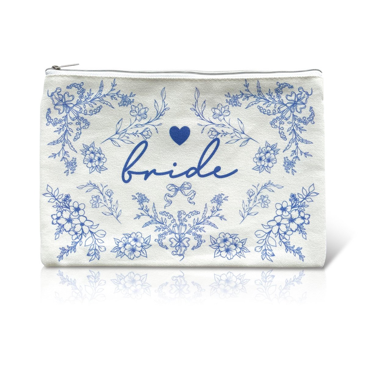 LADY&HOME Blue Bride Makeup Bag – Elegant Cosmetic Bag for Bridal Shower, Wedding & Engagement Gifts - görsel 1