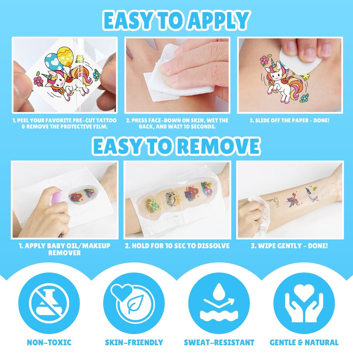 Partywind 192 Styles Glow & Glitter Temporary Tattoos Book for Kids - 16 Themes, Party Favors, Classroom Prizes, Birthday Supplies Avelisse